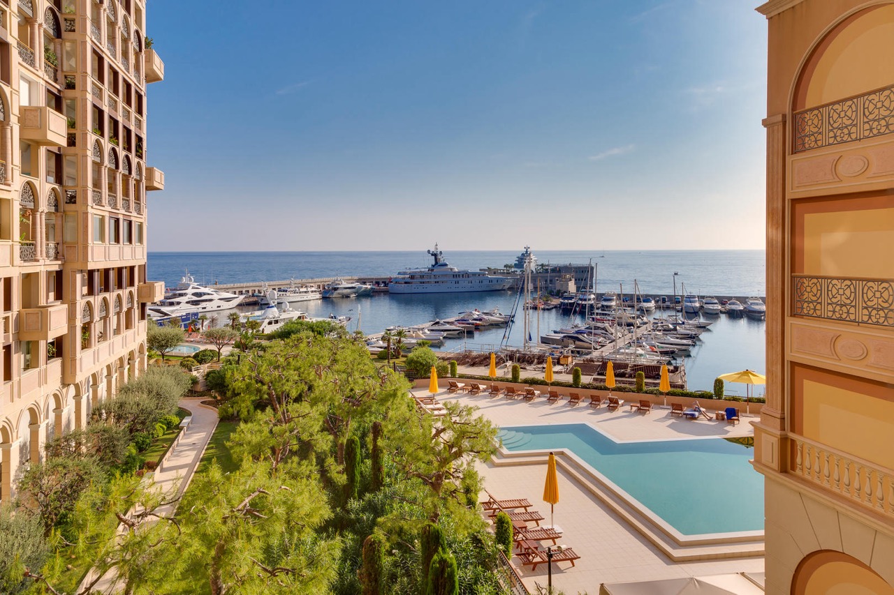 Les Terrasses du Port Monaco luxury apartments overlooking the Mediterranean Sea.