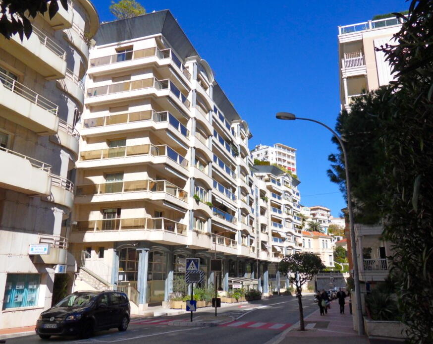 Le Rocazur Monaco building with panoramic sea view and modern architecture.